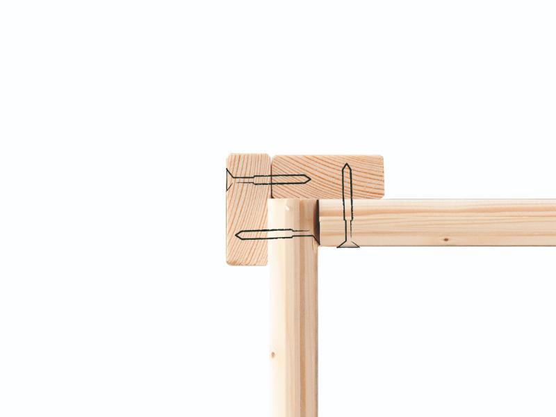 Karibu Stelzenhaus Benjamin natur mit Rutsche in rot und Doppelschaukelanbau