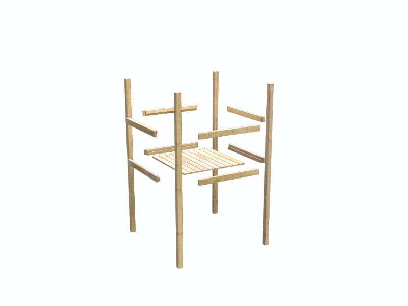 Karibu Stelzenhaus Fidel in grau + Rutsche blau + Doppelschaukelanbau