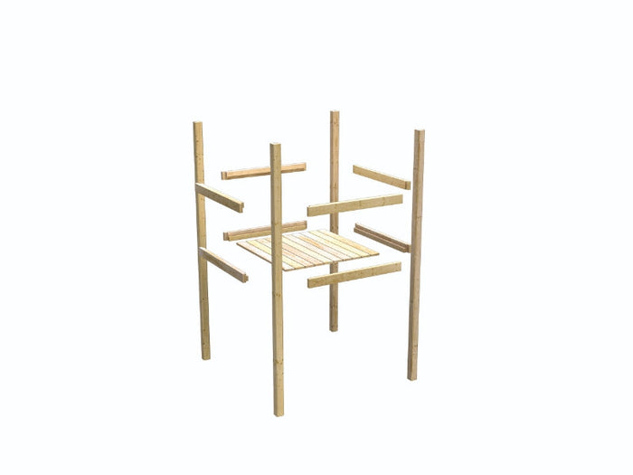 Karibu Stelzenhaus Fidel in grau + Rutsche rot + Doppelschaukelanbau