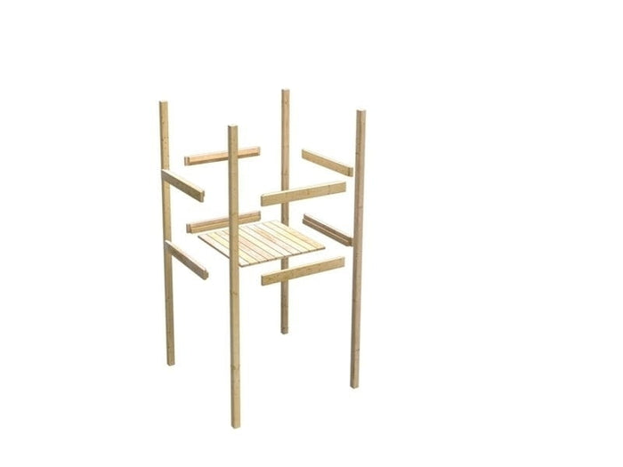 Karibu Stelzenhaus Frieda + Rutsche blau + Doppelschaukel mit Klettergerüst + Netzrampe