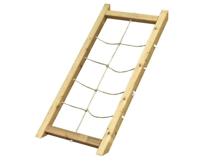 Karibu Stelzenhaus Frieda + Rutsche rot + Doppelschaukel Klettergerüst + Anbauplattform + Netzrampe