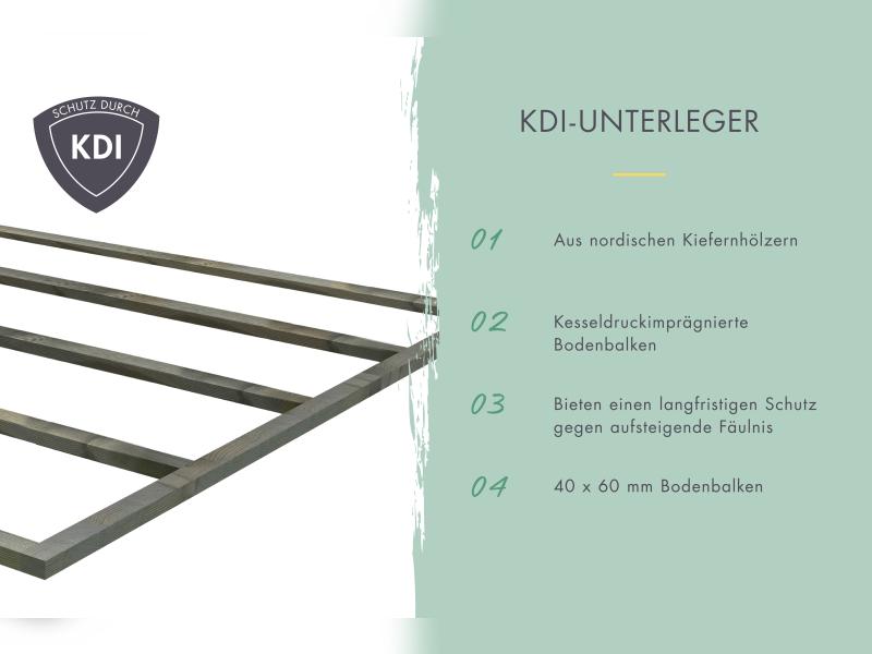 Karibu Studio Dice 1 natur 38 mm, inkl. Fußboden und selbstklebende Dachfolie