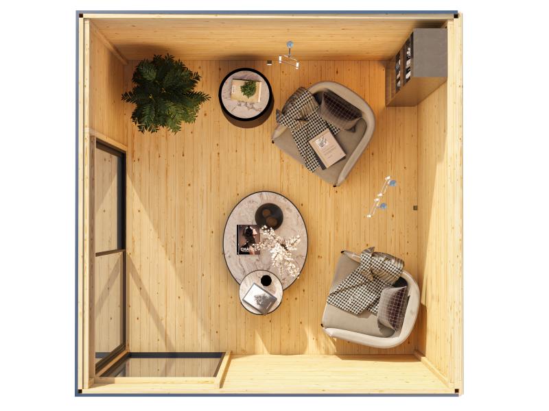 Karibu Studio Dice 1 natur 38 mm, inkl. Fußboden und selbstklebende Dachfolie