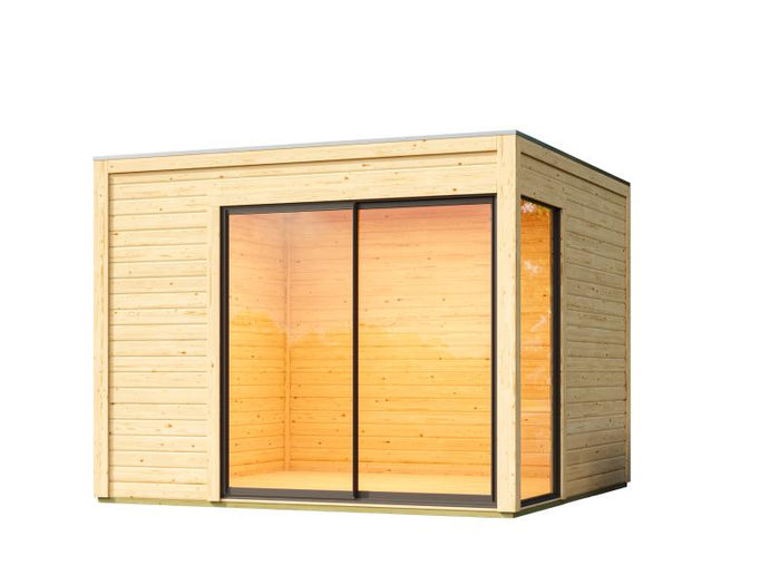 Karibu Studio Dice 1 natur 38 mm, inkl. Fußboden und selbstklebende Dachfolie