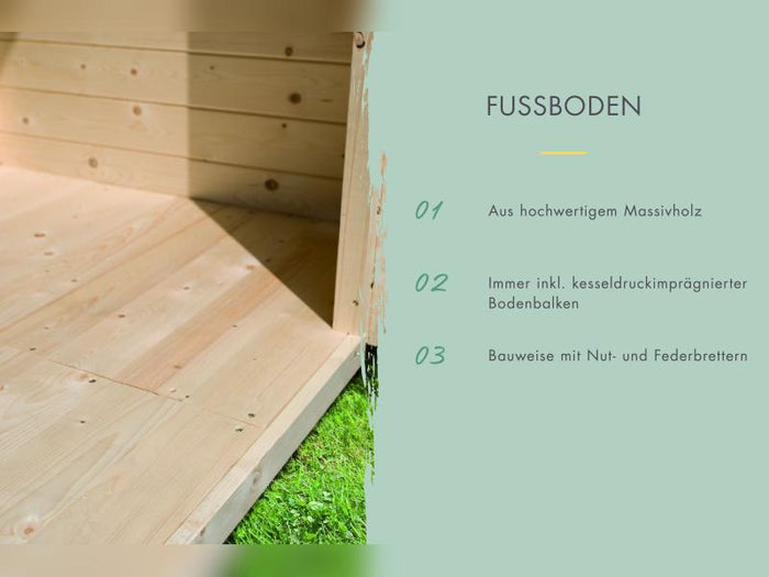 Karibu Studio Dice 1 natur 38 mm, inkl. Fußboden und selbstklebende Dachfolie