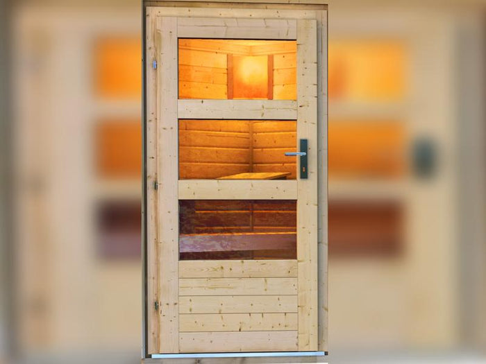 Karibu Türpaket Außensauna Modern, naturbelassen, 40 mm Saunahäuser