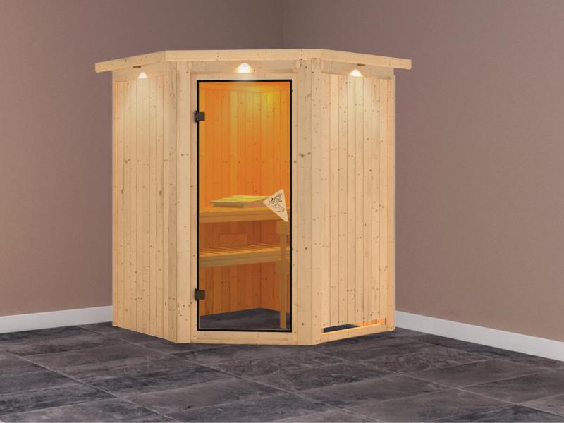 Larin - Karibu Sauna ohne Ofen - mit Dachkranz -