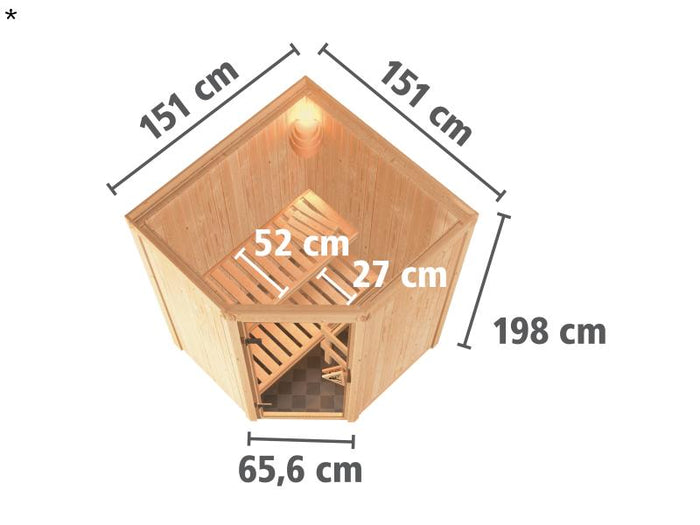 Larin - Karibu Sauna ohne Ofen - ohne Dachkranz -