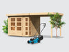 Osb smart choice Gartenhaus Kerken 3 natur inkl. Fußboden und Anbaudach 2,40 m