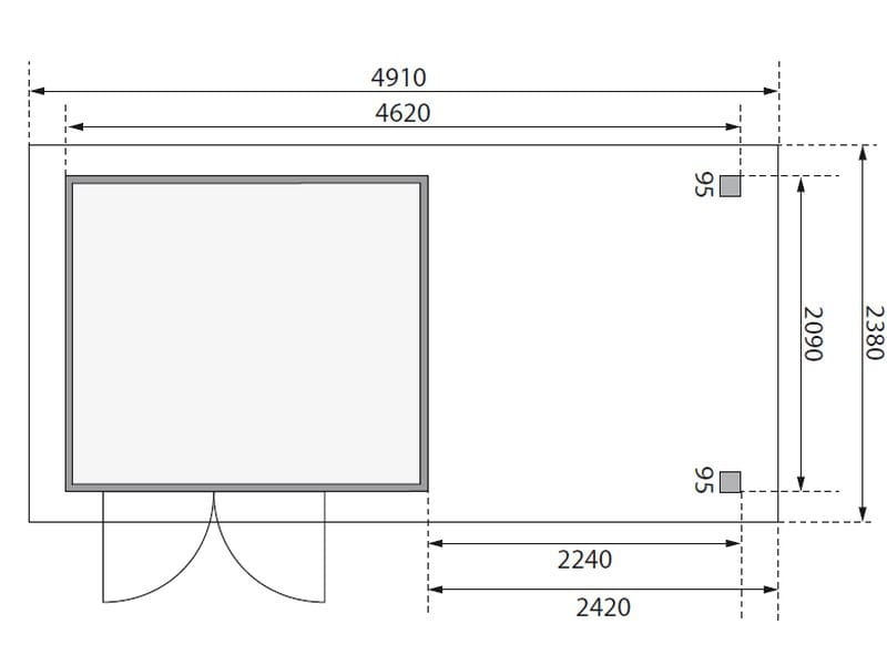 Osb smart choice Gartenhaus Kerken 3 natur inkl. Fußboden und Anbaudach 2,40 m