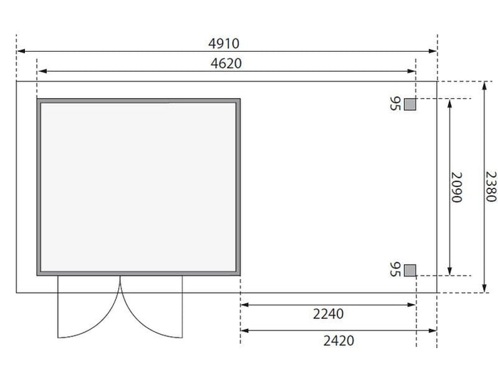 Osb smart choice Gartenhaus Kerken 3 natur inkl. Fußboden und Anbaudach 2,40 m