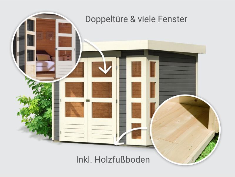 Osb smart choice Gartenhaus Kerken 3 terragrau inkl. Fußboden