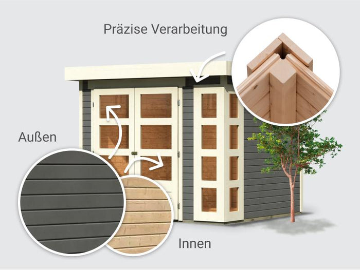 Osb smart choice Gartenhaus Kerken 3 terragrau inkl. Fußboden