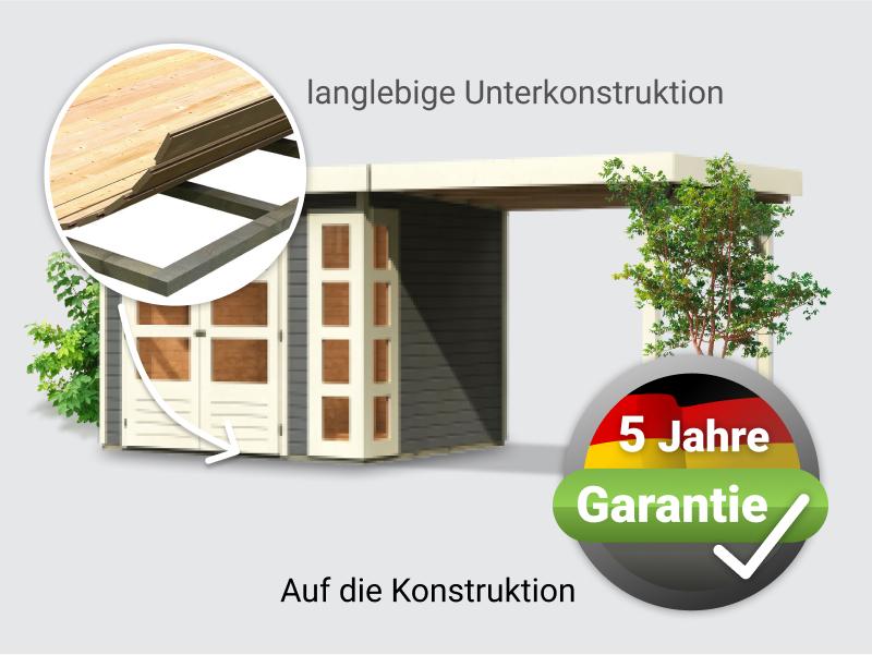 Osb smart choice Gartenhaus Kerken 3 terragrau inkl. Fußboden und Anbaudach 2,40 m