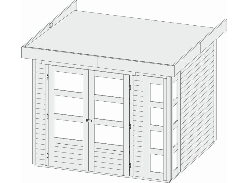 Osb smart choice Gartenhaus Kerken 3 terragrau inkl. Fußboden und Anbaudach 2,40 m