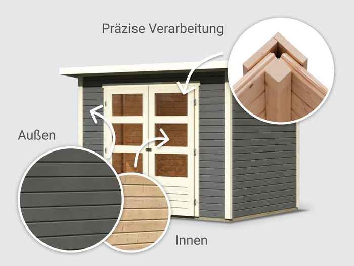 Osb smart choice Gartenhaus Stegen 3 terragrau inkl. Fußboden