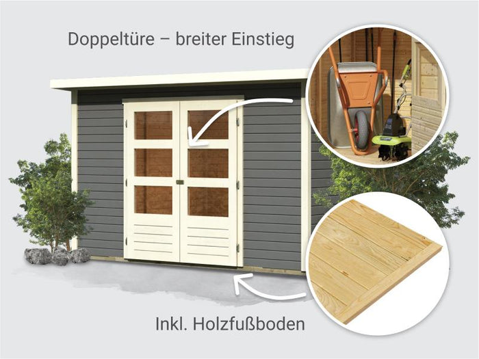 Osb smart choice Gartenhaus Stegen 5 in terragrau, inkl. Fußboden