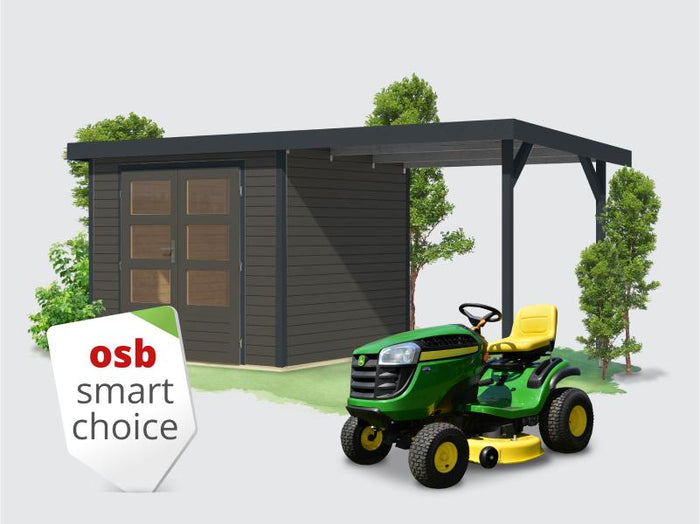 Osb smart choice Hybrid Gartenhaus Woodtallic 3 B terragrau/anthrazit, im Set mit Fußboden, inkl. 2,