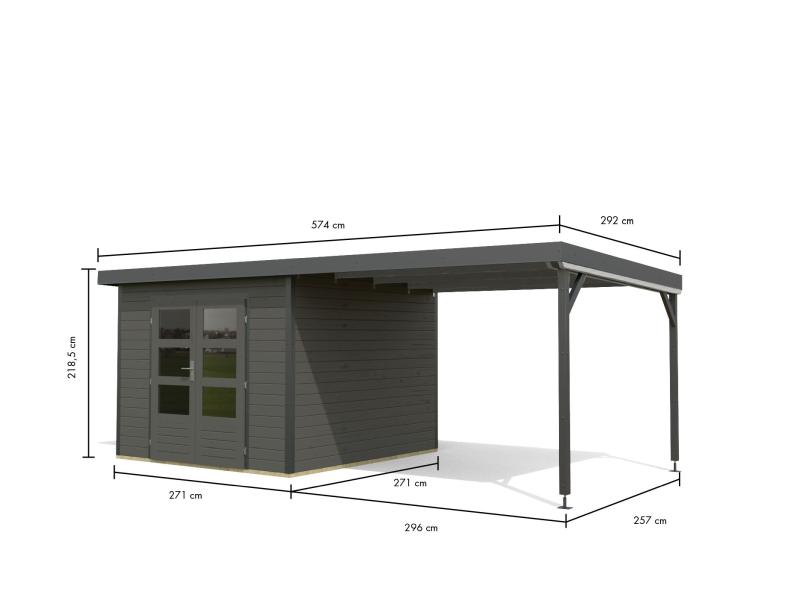 Osb smart choice Hybrid Gartenhaus Woodtallic B, terragrau/anthrazit im Set mit Fußboden, inkl. 3 m