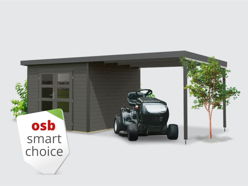 Osb smart choice Hybrid Gartenhaus Woodtallic B, terragrau/anthrazit im Set mit Fußboden, inkl. 3 m