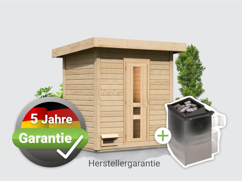 Osb smart choice Saunahaus Hella 1 38 - inkl. 9 kW Ofen integr. Steuerung - inkl. Dacheindeckung un