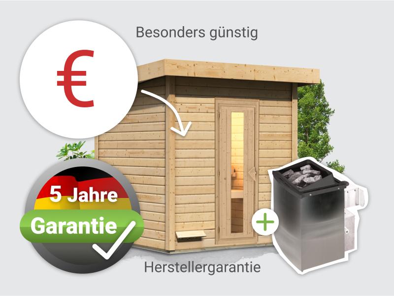 Osb smart choice Saunahaus Hella 2 38 mm - inkl. 9 kW Ofen integr. Steuerung - mit Dacheindeckung u