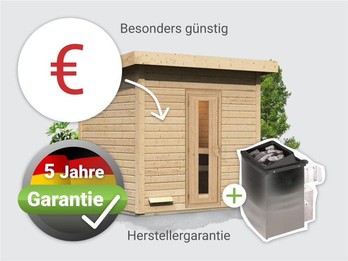 Osb smart choice Saunahaus Hella 3  38 mm - inkl. 9 kW Ofen integr. Steuerung - inkl. Dacheindeckung