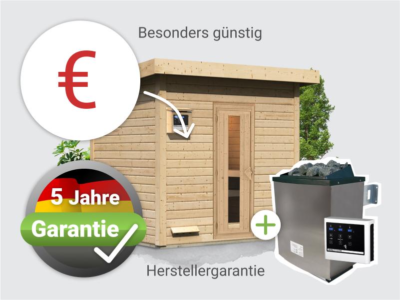 Osb smart choice Saunahaus Hella 3 38 mm - inkl. 9 kW Ofen ext. Steuerung - inkl. Dacheindeckung un