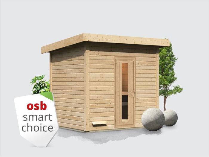 Osb smart choice Saunahaus Hella 3 38 mm - ohne Ofen - inkl. Dacheindeckung und Fußboden
