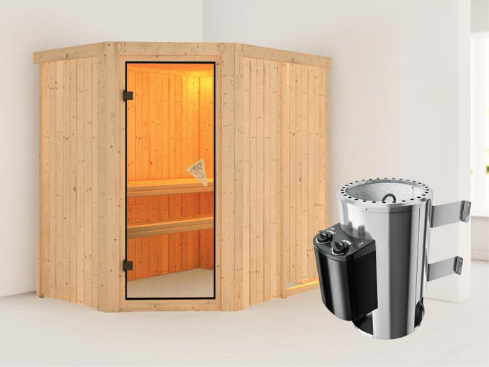 Saja - Karibu Sauna Plug & Play inkl. 3,6 kW-Ofen - ohne Dachkranz -