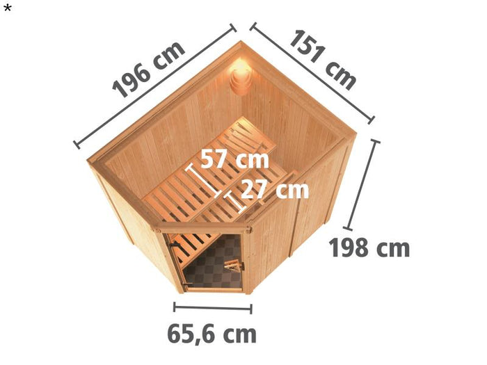 Saja - Karibu Sauna Plug & Play ohne Ofen - ohne Dachkranz -