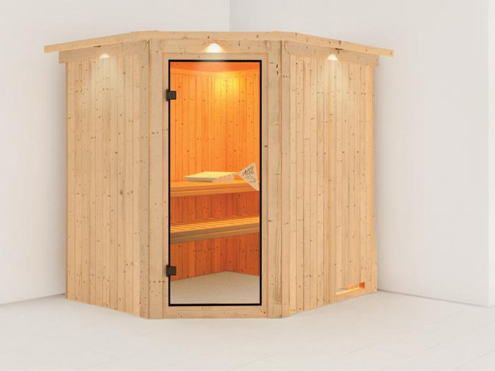 Siirin - Karibu Sauna ohne Ofen - mit Dachkranz -