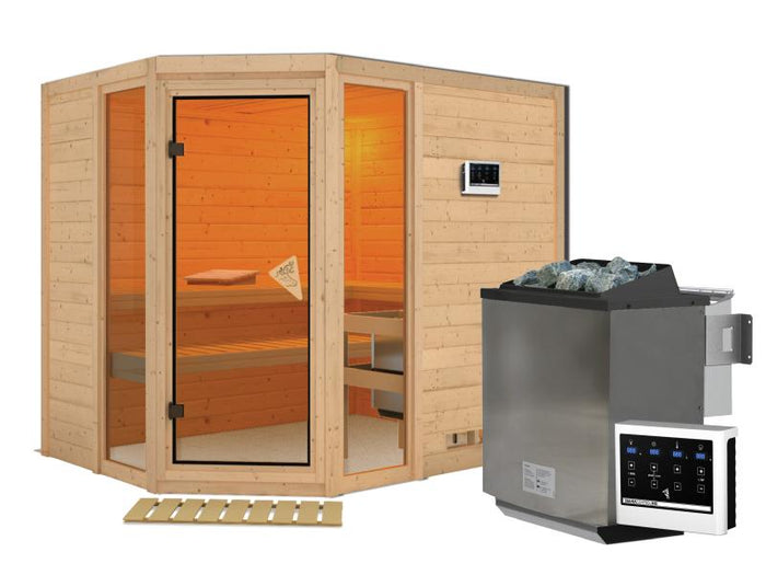 Sinai 3 - Karibu Sauna inkl. 9-kW-Bioofen - ohne Dachkranz -