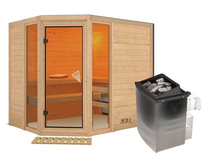 Sinai 3 - Karibu Sauna inkl. 9-kW-Ofen - ohne Dachkranz -