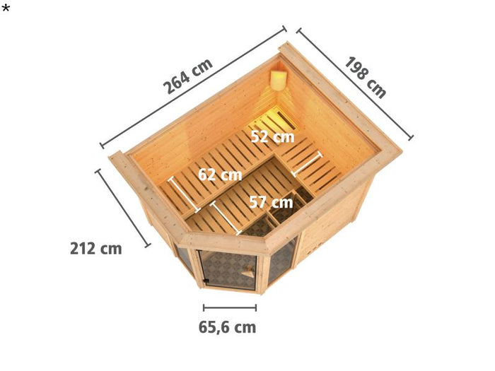 Sinai 3 - Karibu Sauna ohne Ofen - mit Dachkranz -