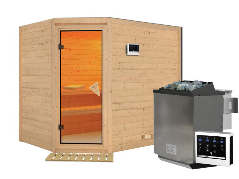 Tanami - Karibu Sauna inkl. 9-kW-Bioofen - ohne Dachkranz -