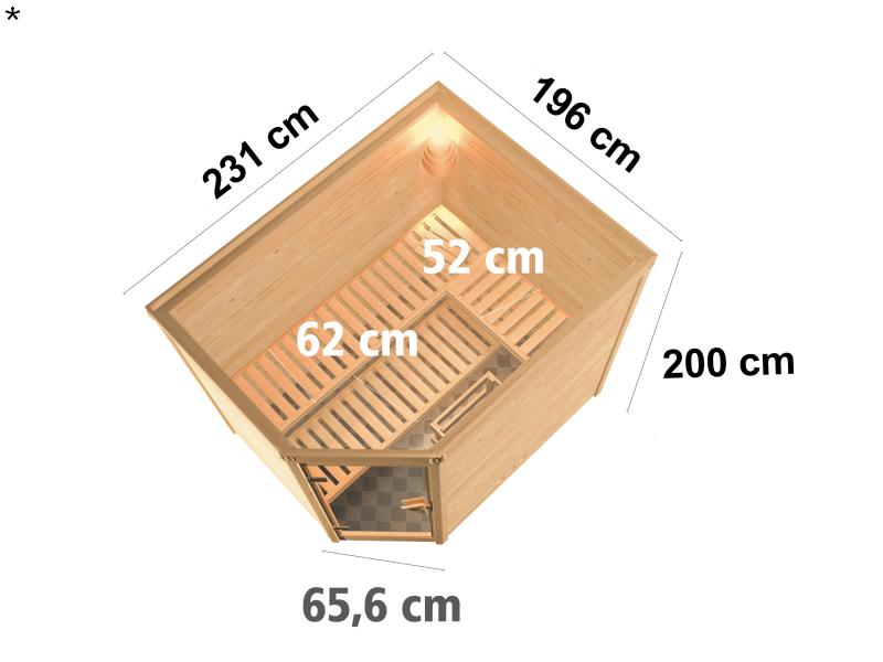Tanami - Karibu Sauna inkl. 9-kW-Ofen - ohne Dachkranz -