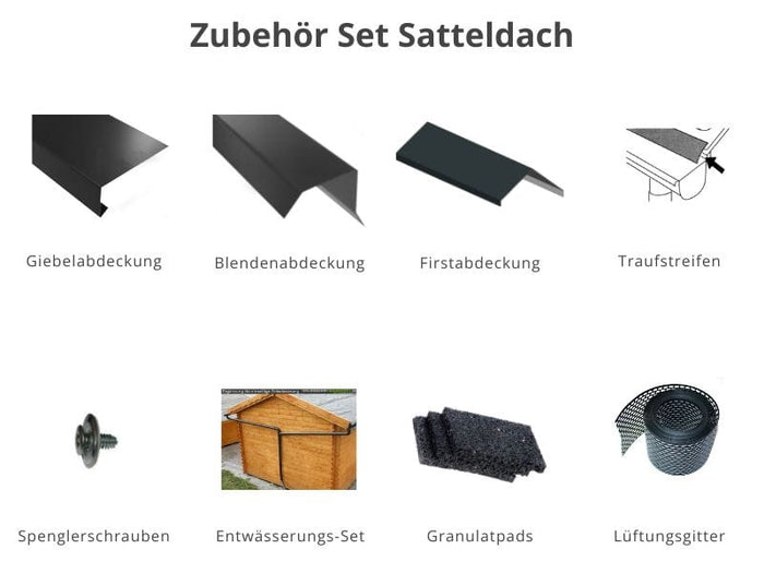 Zubehör Set für Karibu Gartenhaus Gartenhaus 38 mm Felsenau 4 naturbelassen