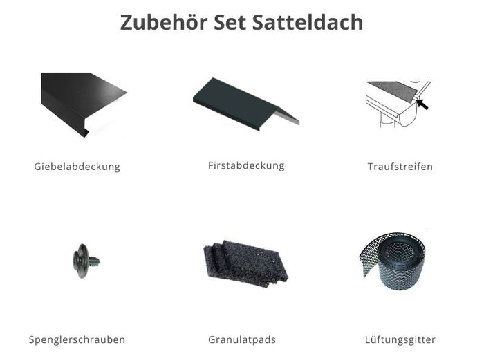Zubehör Set für Karibu Gartenhaus Theres 7 natur- 2 Dachbausbauelemente