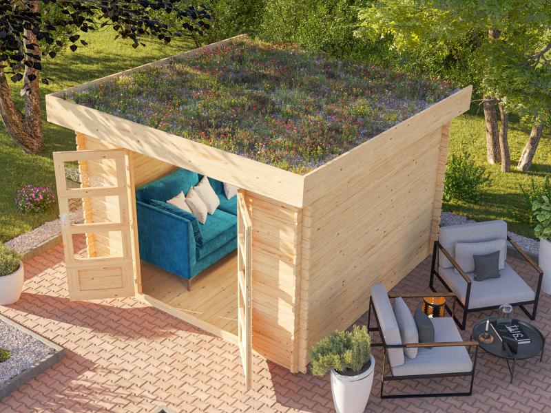 Gartenhaus mit Dachbegrünung