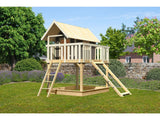 Karibu Stelzenhaus Fidel terragrau + Netzrampe