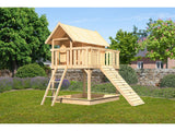 Karibu Stelzenhaus Fidel naturbelassen + Holzrampe