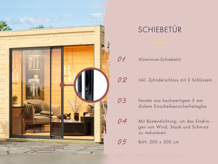 Karibu Saunahaus Catalina, natur -inkl. 9 kW Ofen ext. Steuerung Wifi HUUM- inkl. Vorraum, 73 mm