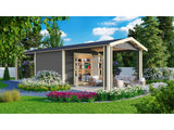 Karibu Gartenhaus Theres 7 terragrau- 2 Dachbausbauelemente