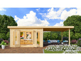 Karibu Gartenhaus Radeburg 3 natur mit Anbaudach 3,3 m