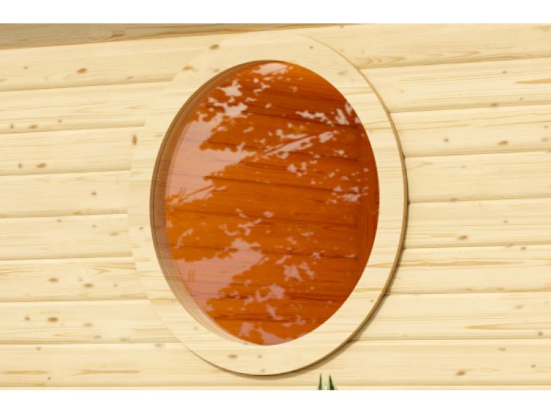 Karibu Saunafenster rund Klarglas,  für 38 mm Saunen, Naturbelassen