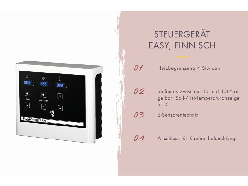 Karibu Sauna Airi, inkl. 9 kW Ofen ext. Steuerung - ohne Dachkranz -