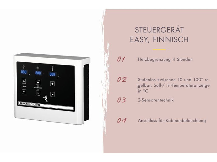 Karibu Sauna Airi, inkl. 9 kW Ofen ext. Steuerung - ohne Dachkranz -