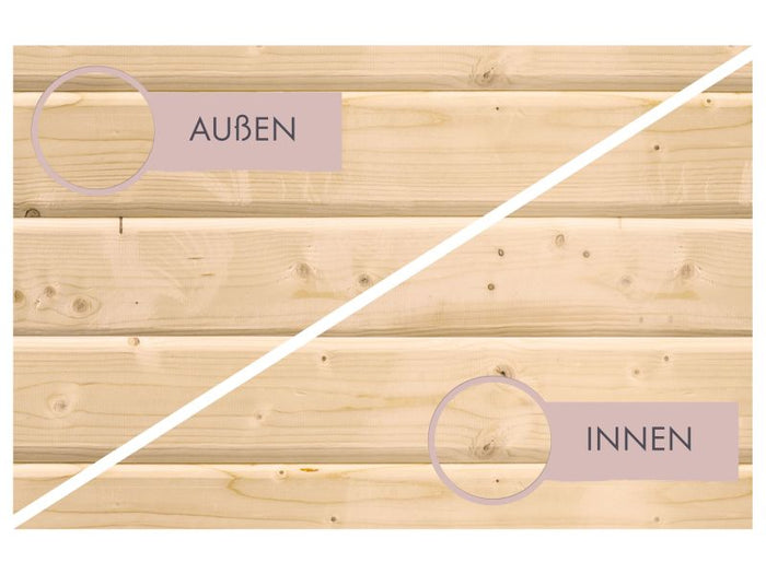 Karibu Sauna Airi, inkl. 9 kW Bioofen ext. Steuerung - ohne Dachkranz -