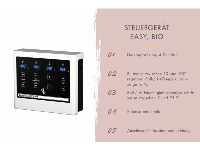 Karibu Sauna Airi, inkl. 9 kW Bioofen ext. Steuerung - ohne Dachkranz -